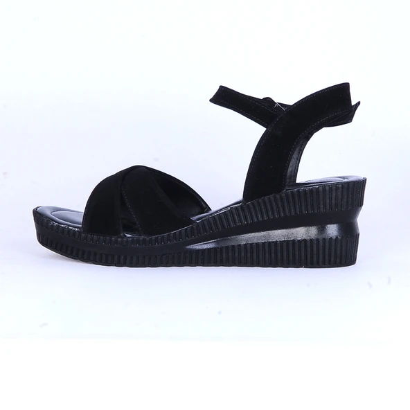 Moda Ayakkabı 152 Ortopedik Süet 7Cm Kadın  Sandalet Ayakkabı - 3