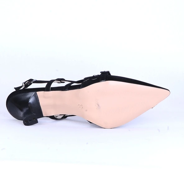 Moda Ayakkabı 165 Siyah Süet Kadın 7Cm Topuklu Ayakkabı - 4