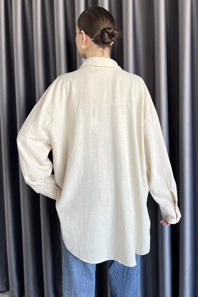 Taş Kadın Nakışlı Oversize Gömlek - 3