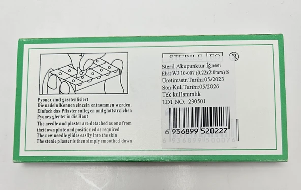 Shenlong Press Needle Kalıcı Kulak İğnesi 100 adet 0.22 x 2 mm S - Tek Flasterli - 2