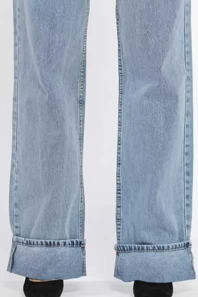 Mavi Duble Paça Kadın Mom Jean Kot Pantolon - 4