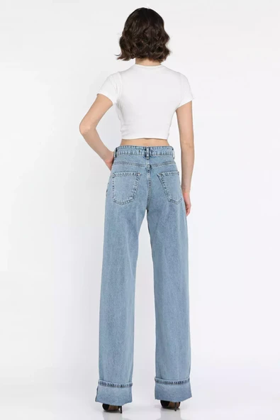 Mavi Duble Paça Kadın Mom Jean Kot Pantolon - 3