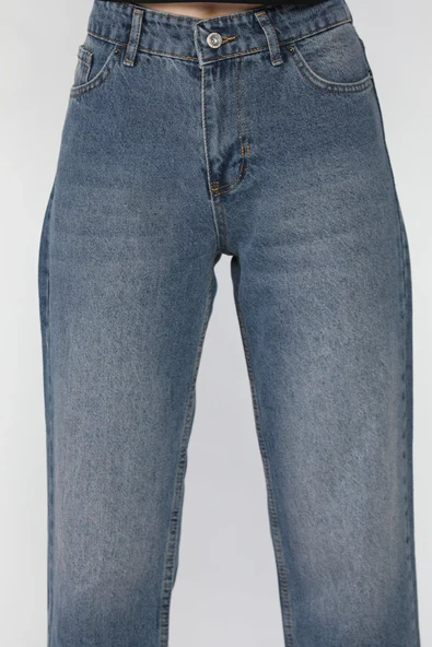 Mavi Kadın Kesik Paça Mom Jean Kot Pantolon - 3