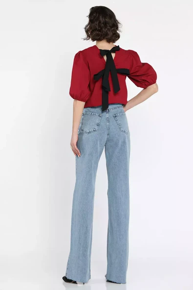 Mavi Kesik Paça Kadın Mom Jean Kot Pantolon - 3