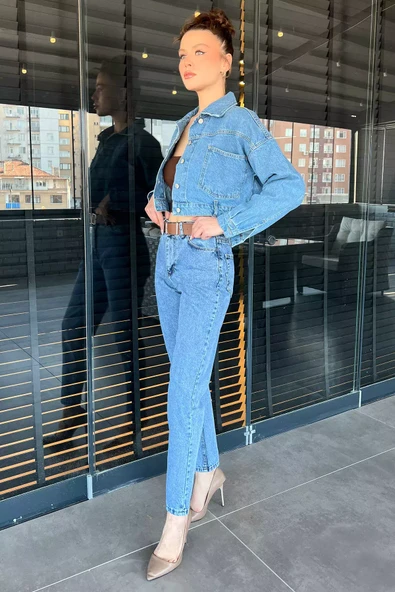 Buzmavisi Kadın Kemer Detaylı Mom Jean Kot Pantolon - 3