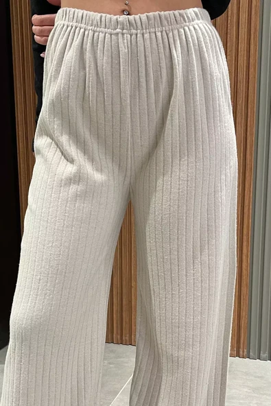 Taş Kadın Bol Paça Fitilli Pantolon - 2