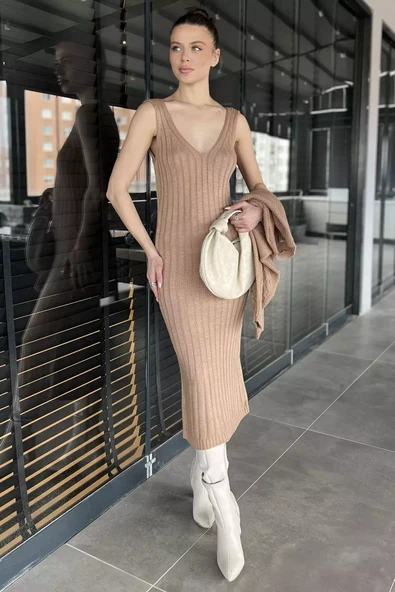 Bisküvi Kadın Bluz Elbise Kombinli İkili Triko Takım - 2