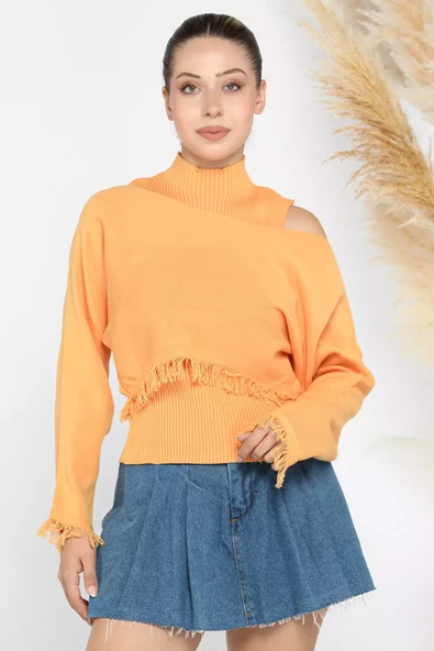 Hardal Fitilli Bluz Crop Kazak Kombinli Tirko İkili Takım