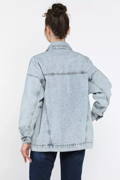 Buzmavisi Kadın Oversize Jean Kot Ceket - 3