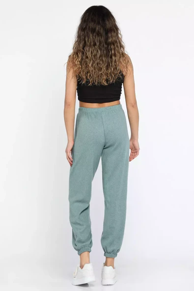 Siyah-gri-mint Fitilli Paça Lastikli 3 Lü Pantolon - 3