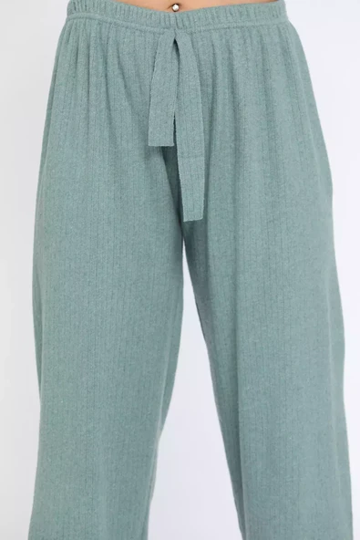 Siyah-gri-mint Fitilli Paça Lastikli 3 Lü Pantolon - 4