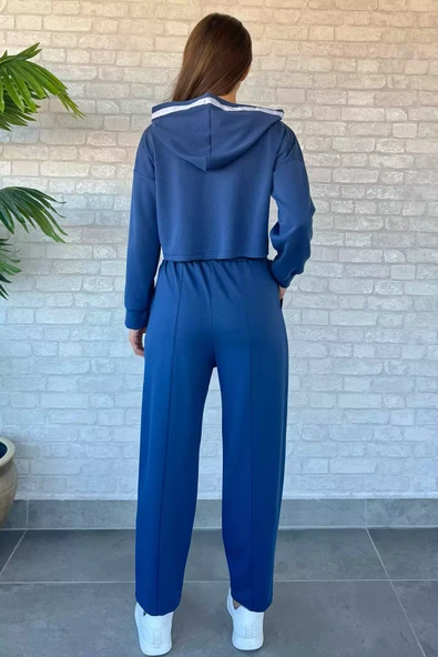 İndigo Dijital Baskılı Sweat Pantolon Eşofman Takımı - 4