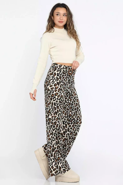 Leopar Desen Leopar Desenli Kadın Pantolon - 2