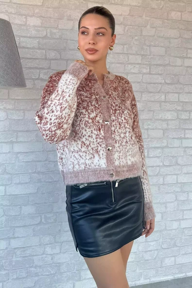 Kiremit Desenli Triko Hırka - 2