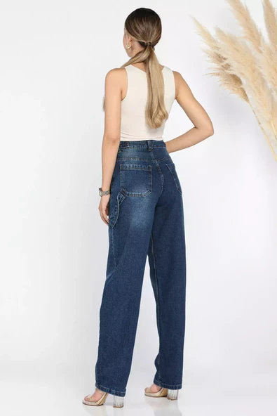 Koyumavi Cep Detaylı Kadın Mom Jean Kot Pantolon - 3