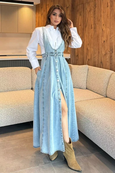 Buzmavisi Kadın Salopet Kot Jean Elbise - 2