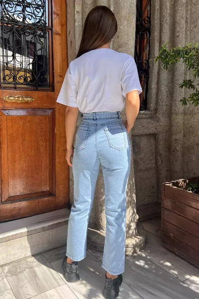 Buzmavisi Paça Yırtmaçlı Likralı Kadın Jean Kot Pantolon - 4