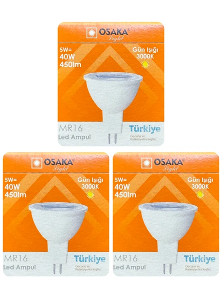 (3 Adet) Osaka 5W (40W) Sarı Işık (3000K) G4 Duylu (İğne Bacak) Led Çanak Ampul ürün görseli