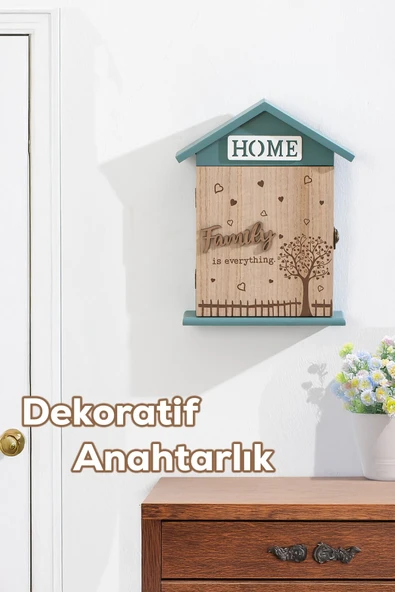 Porsima Duvara Montajlı Dekoratif Anahtarlık Dolabı - Duvar Askılı Saklama Kabini 17X27,5cm