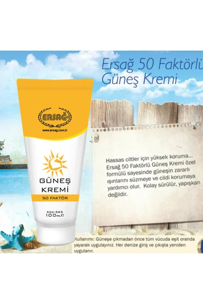 Ersağ 50 Faktör Güneş Kremi 100ml 565-21 - Resim 2