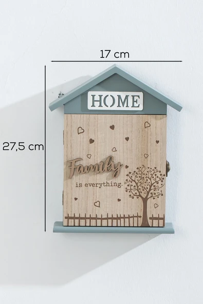 Porsima Duvara Montajlı Dekoratif Anahtarlık Dolabı - Duvar Askılı Saklama Kabini 17X27,5cm - 2