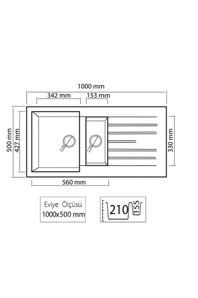 Granit Eviye Harlem T2 Siyah 100x50 - 3