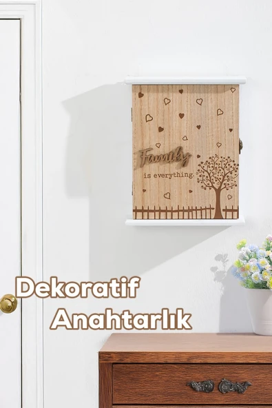 Porsima  Duvara Montajlı Dekoratif Anahtarlık Dolabı - Duvar Askılı Anahtar Sak. Kabini 18,5X25,5cm