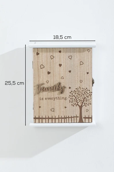 Porsima  Duvara Montajlı Dekoratif Anahtarlık Dolabı - Duvar Askılı Anahtar Sak. Kabini 18,5X25,5cm - 3