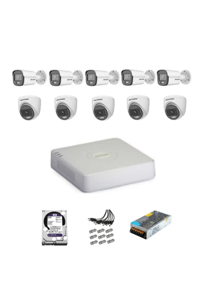 Colorvu Gece-karanlıkta Renkli 10 Ahd Kameralı Güvenlik Kamera Kuruluma Hazır Set