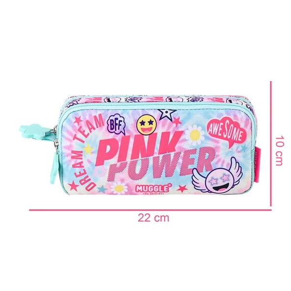 Muggle 2 Bölmeli Pink Power Kalemlik Pembe (MU-5773) - Resim 2