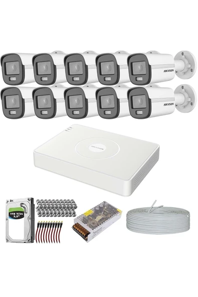 Colorvu Gecen Karanlıkta 7/24 Renkli 10 Kameralı Set 1tb 7/24 Hdd