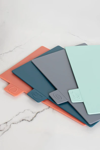 Porsima 1163 Asıa 4'lü Standlı Çoklu Kesme Doğrama Tahtası Seti - Standlı Kesim Tahtası Panosu - Resim 4