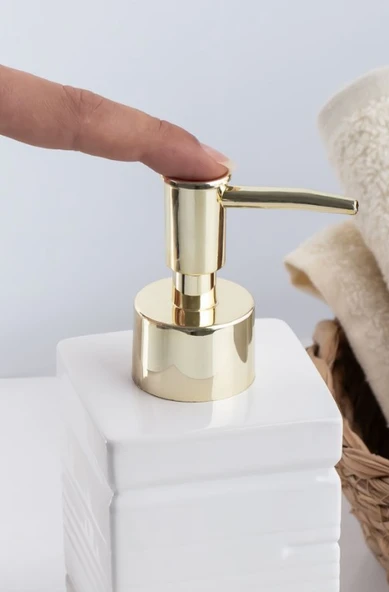 Porsima 3206 Seramik Sıvı Sabunluk - Tezgah Üstü Banyo Mutfak Lavabo Sabunluğu - 275 cc-BEYAZ - Resim 2