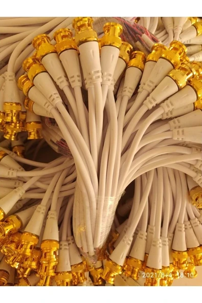 10 Adet Hazır Kalın Kesit Kablolu Alın - Sarı Bnc Konnektör Cctv Ahd - 4