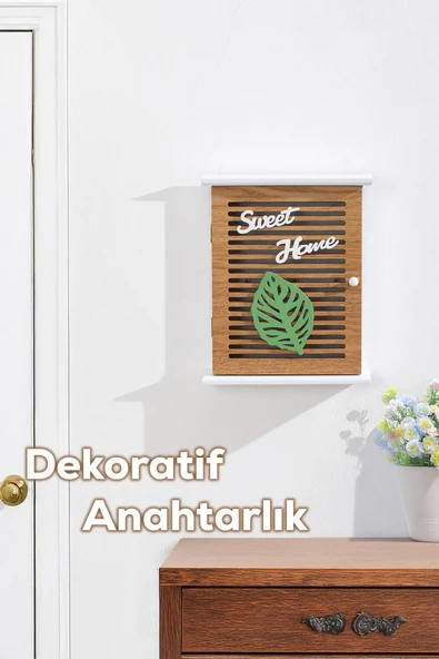 Porsima Duvara Montajlı Dekoratif Anahtarlık Dolabı - Duvar Askılı Anahtar Saklama Kabini21X25,5cm