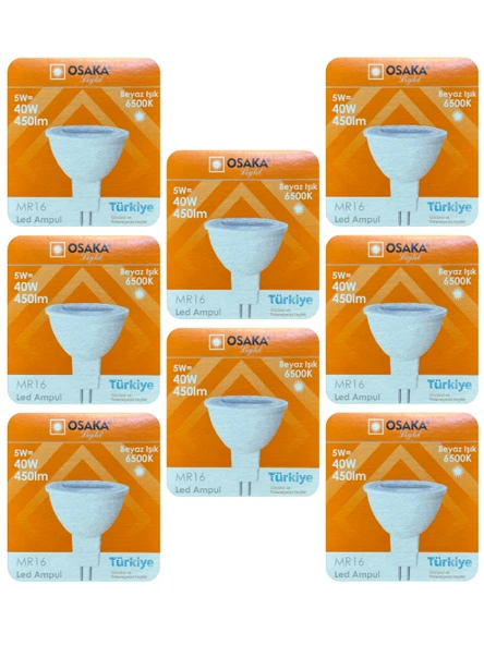 (8 Adet) Osaka 5W (40W) Beyaz Işık (6500K) G4 Duylu (İğne Bacak) Led Çanak Ampul ürün görseli