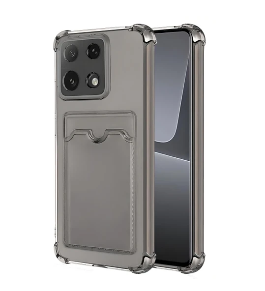 Xiaomi Mi 14T Uyumlu Kamera Korumalı Kartlıklı Köşeleri Airbag Tasarımlı Darbe Önleyici Şeffaf Silikon Kılıf - 9