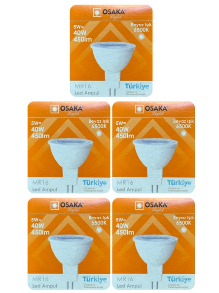 (5 Adet) Osaka 5W (40W) Beyaz Işık (6500K) G4 Duylu (İğne Bacak) Led Çanak Ampul ürün görseli 1