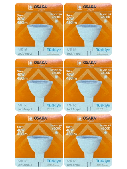 (6 Adet) Osaka 5W (40W) Beyaz Işık (6500K) G4 Duylu (İğne Bacak) Led Çanak Ampul ürün görseli 1