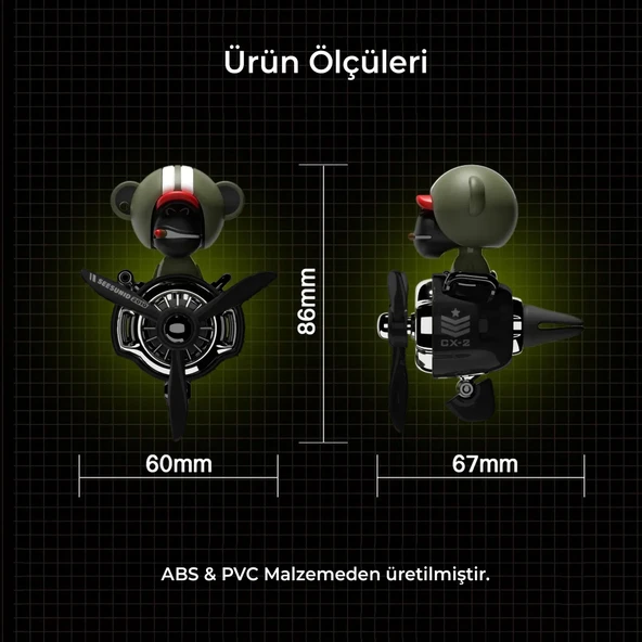 Pervaneli Klima Süsü Oto Koku Klipsi Sallanan Başlı Pilot Gorilla Araba Hava Ferahlatıcı Yeşil - Resim 5