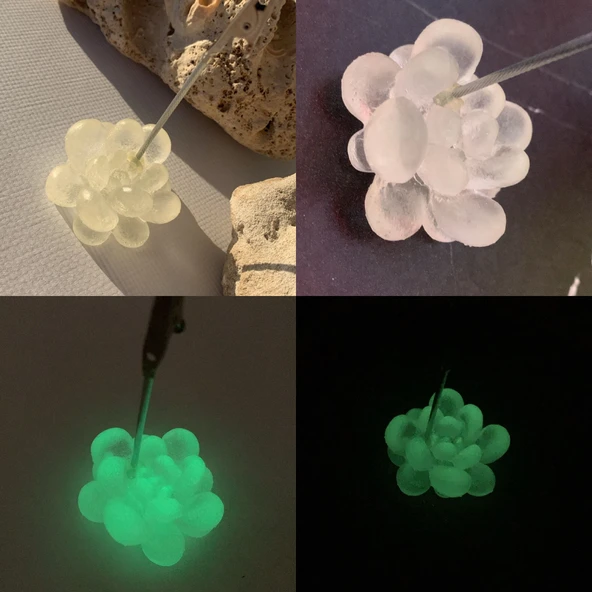 Şeffaf Yeşil Fosforlu Neon Renk Sukulent Şekil Kağıt Tutacağı Notluk Epoksi El Yapımı Hediyelik - 2