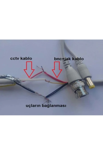 100 Lü A Kalite Hazır Bnc Dc Jack 30cm Kablolu - Güvenlik Kamerası Sistemleri - 5