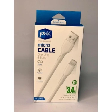 PUX PX-DTM3 3.4A MİCRO USB DATA ŞARJ KABLOSU