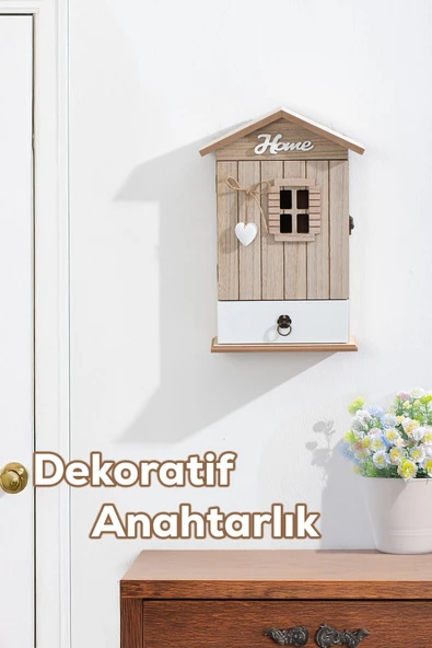 Porsima Duvara Montajlı Dekoratif Anahtarlık Dolabı - Çekmeceli Anahtar Askılığı Kabini 18X33cm