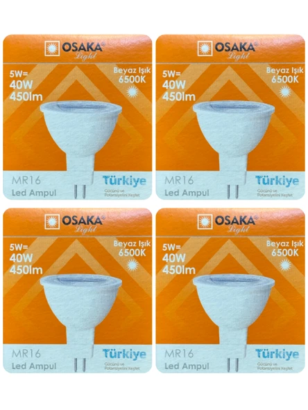 (4 Adet) Osaka 5W (40W) Beyaz Işık (6500K) G4 Duylu (İğne Bacak) Led Çanak Ampul ürün görseli