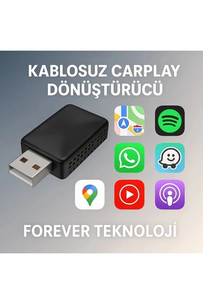 Kablosuz Carplay & Android Auto Adaptörü - Apple Ve Android Cihazlar İçin Evrensel Wireless Carplay Çevirici - 4