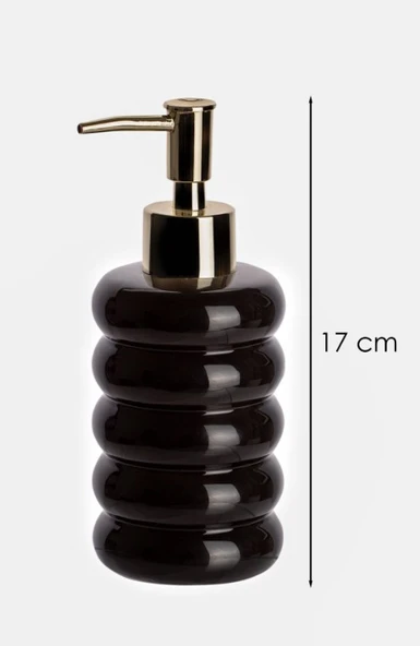 Porsima 3204 Porselen Sıvı Sabunluk - Tezgah Üstü Banyo Mutfak Lavabo Sabunluğu - 275 cc-Siyah - 2