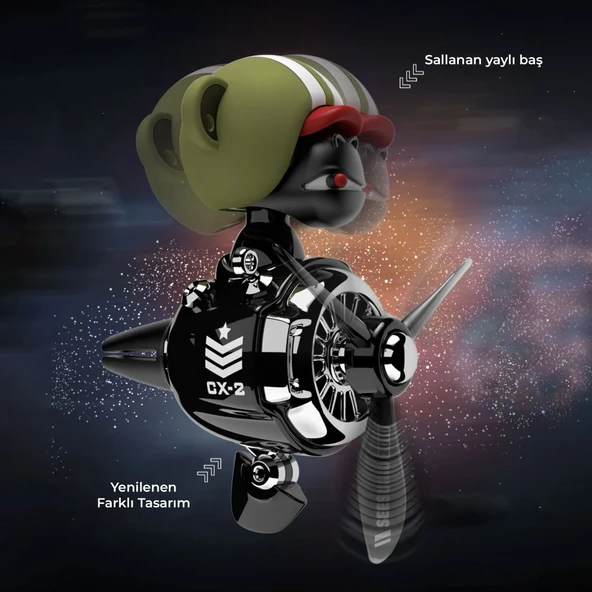 Pervaneli Klima Süsü Oto Koku Klipsi Sallanan Başlı Pilot Gorilla Araba Hava Ferahlatıcı Yeşil - Resim 7