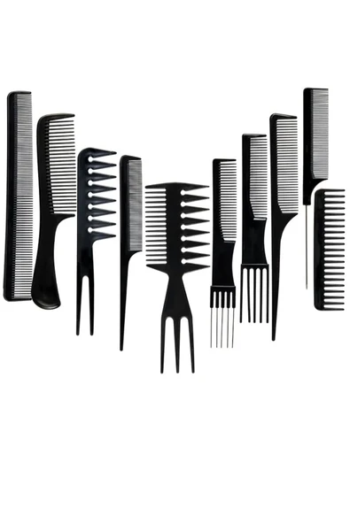 10 Parça Profesyonel Kuaför Tarak Seti - Saç Kesim, Ayırma, Şekillendirme Ve Fön Tarağı - Resim 4