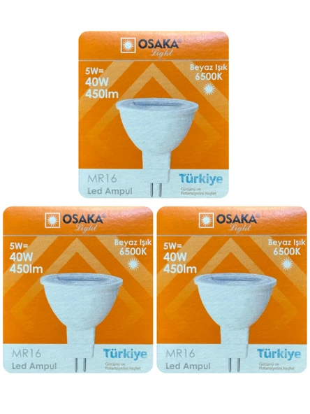 (3 Adet) Osaka 5W (40W) Beyaz Işık (6500K) G4 Duylu (İğne Bacak) Led Çanak Ampul
